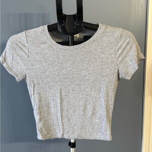 Bozzolo Light Gray Ribbed Crop Top
